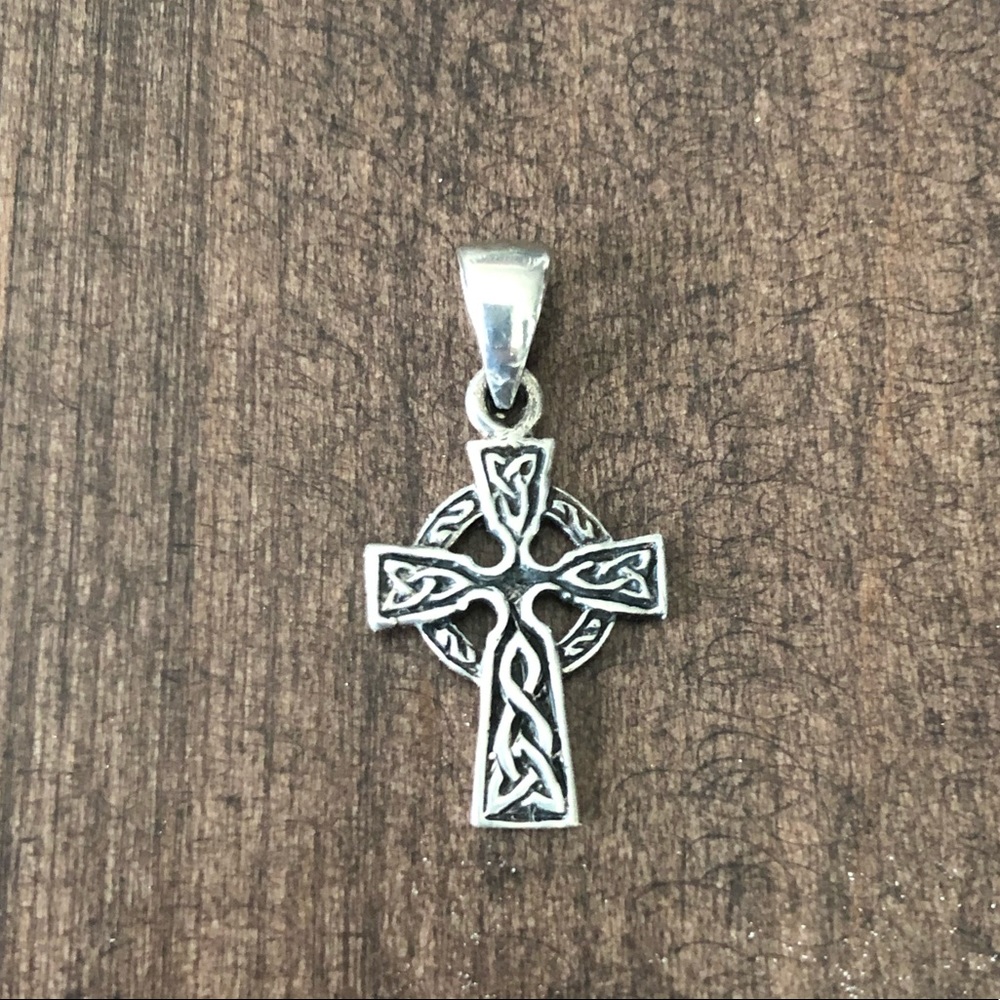 Sterling silver Celtic cross pendant with knots